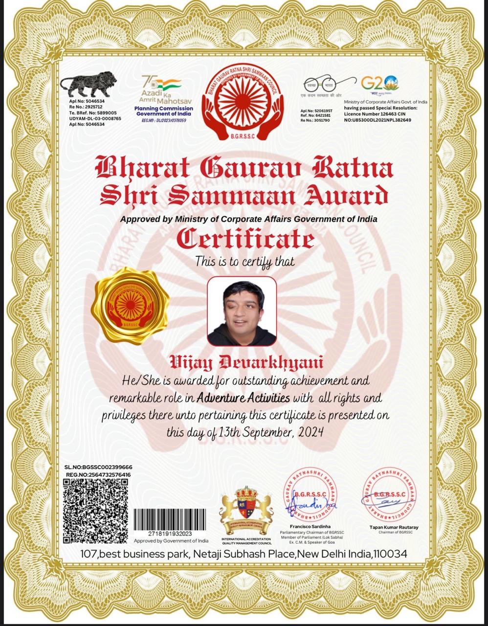 Bharat Gaurav Ratna Shri Sammaan Award